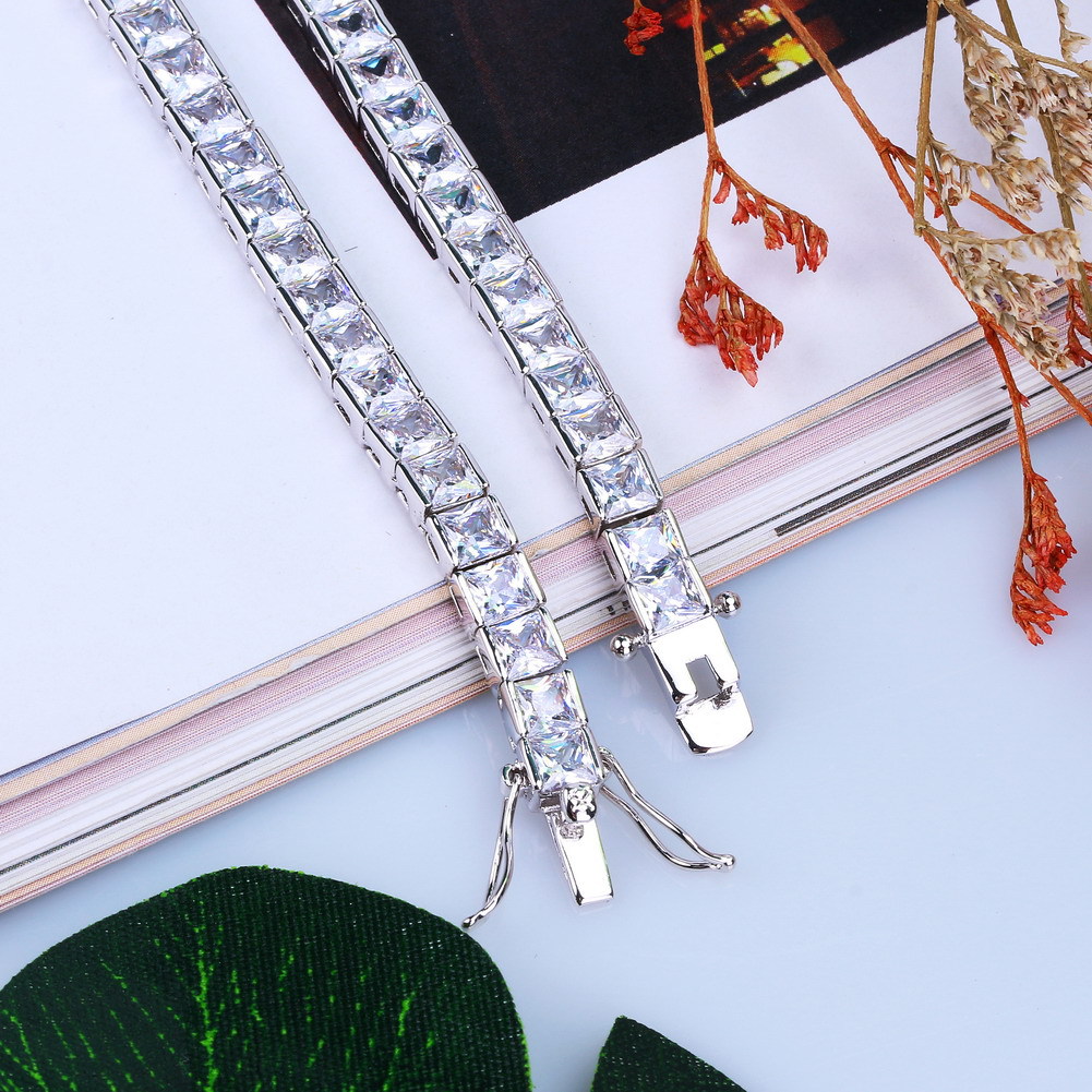 Charm Fashion Classic Tennis bracelet jewelry design White AAA Cubic Zirconia Bracelet Clasps Chain 18K Gold Size 8inch for Men Br