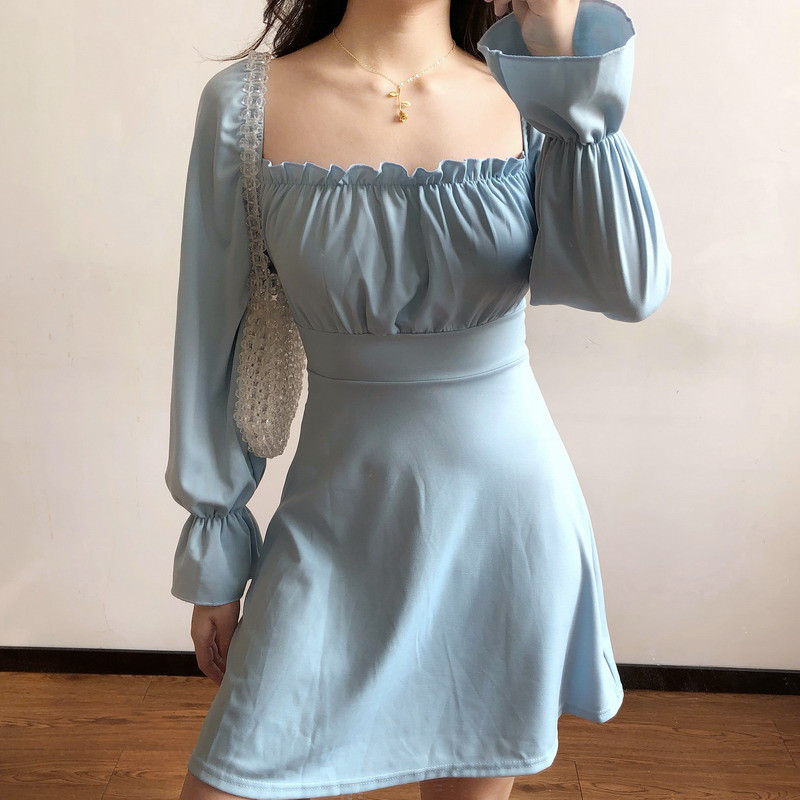 2021 New Retro-female Ballet Mini Dress Long Extension Square Collar Thin Line Dressed Vintage Short Cross Return Rents to Dresses I0PB, Blue
2021 New Retro-female Ballet Mini Dress Long Extension Square Collar Thin Line Dressed Vintage Short Cross Return Rents to Dresses I0PB, Blue