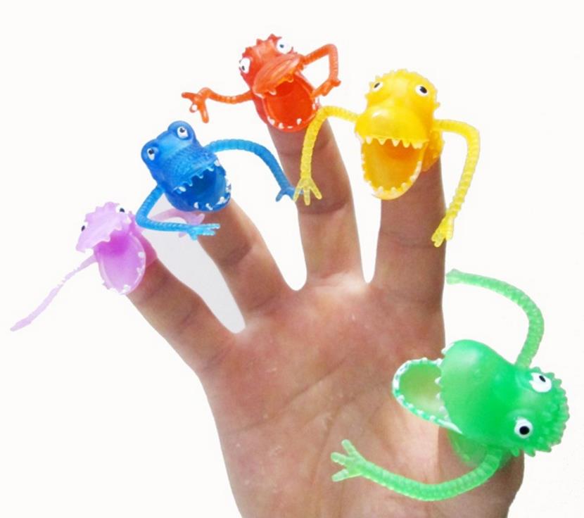 Dinosaur Finger Puppets Animal Bulk Soft Rubber Dino Head Stroy Toys Pinata Stuffer Party Favors Christmas Stocking Filler Gifts