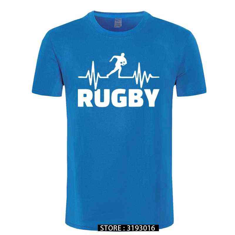 Heartbeat Of Rugbying T-shirts Men Summer Fashion Short Sleeve T Shirt Cotton Funny Printed Tops Sporting Mens Tee Y220214
