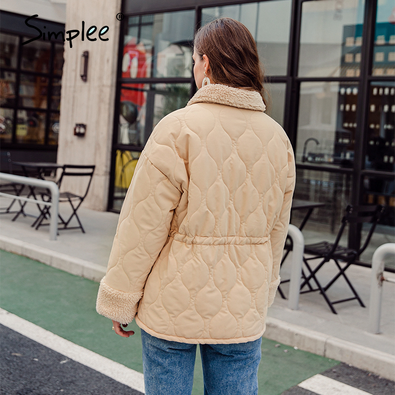Simplee casual Apricot women's coat Long Sleeve Splicing women's warm parka High street style women's parkas autumn winter 201026
