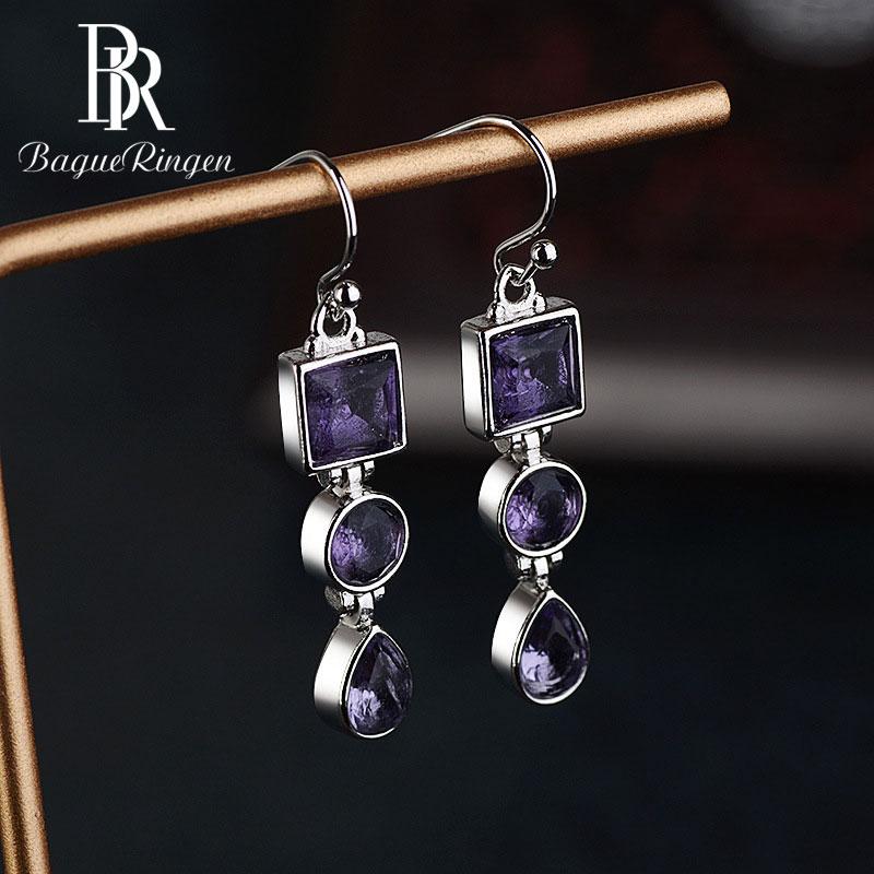 Dangle & Chandelier Bague Ringen Charm Lavender Studded Zircon Earrings European Long Jewelry 925 Silver Women Gifts