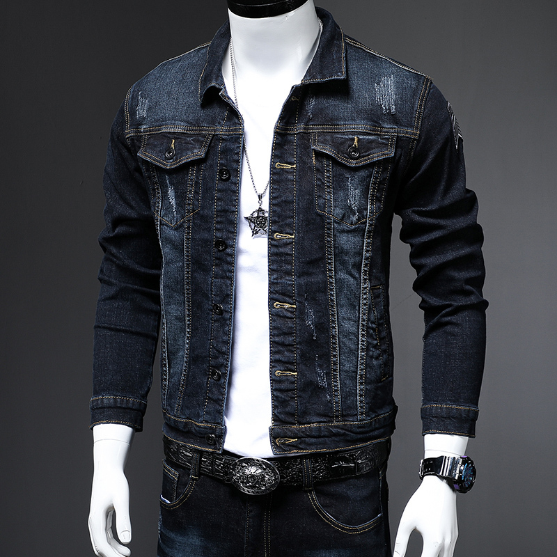Fashion Casual embroidered flower denim jacket male skull youth long-sleeve hip hop mastermind printing Korean jacket 201128