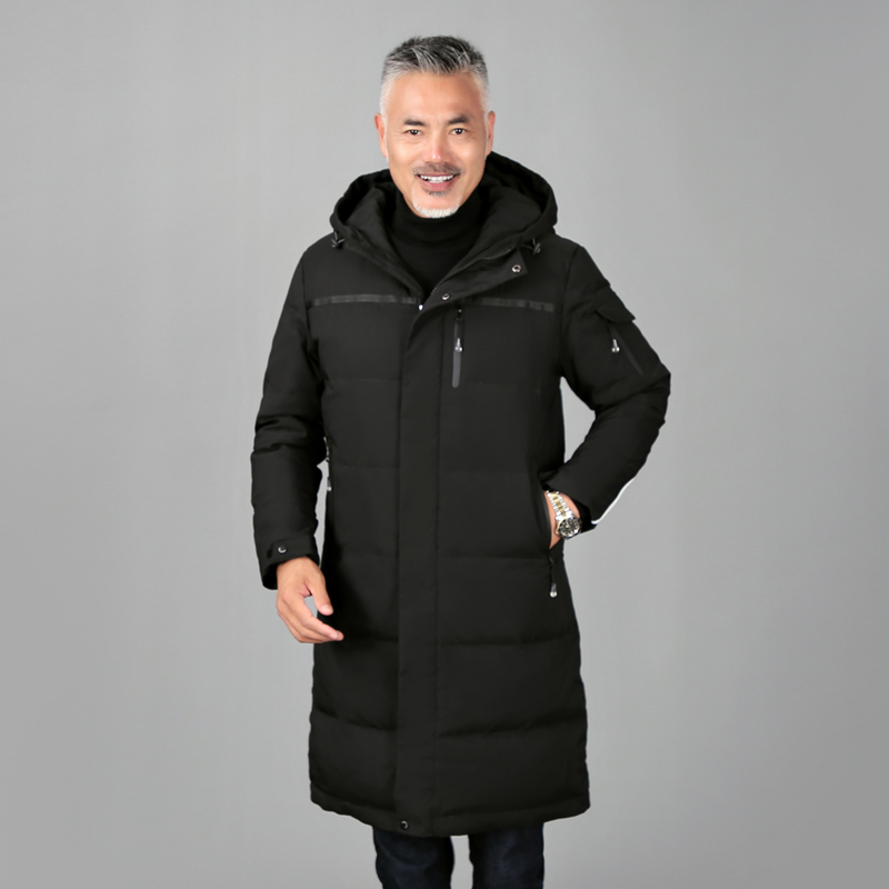 Plus Size 5XL Middle-aged Men Winter Down Coat For Father Long White Duck Down Winter Jacket Men Hooded Down Parka Men Overcoat 201223