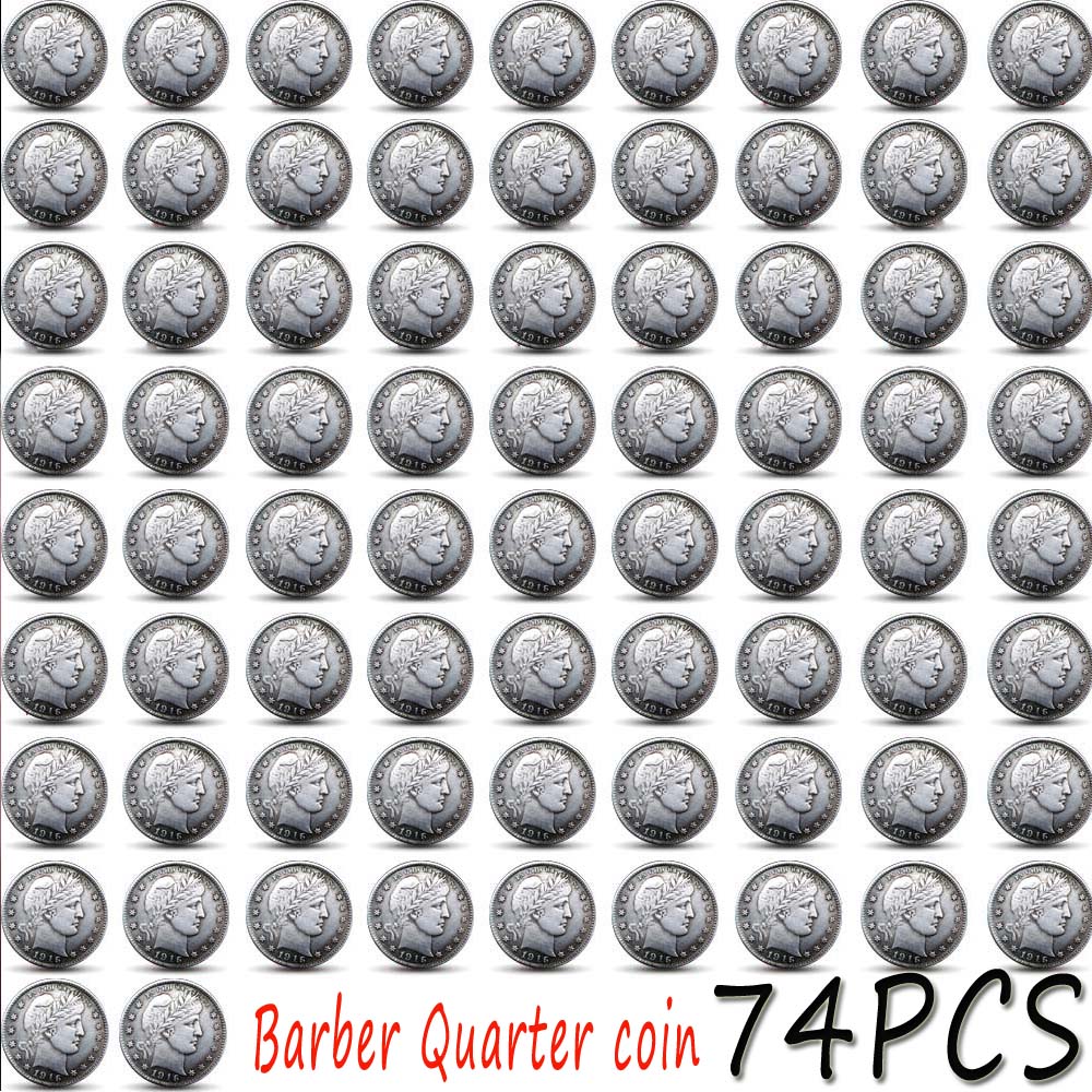 74pcs USA Old Color coins( 1892-1916 p-o-s-d )Barber Quarter Copy 24mm Coin collection
74pcs USA Old Color coins( 1892-1916 p-o-s-d )Barber Quarter Copy 24mm Coin collection
