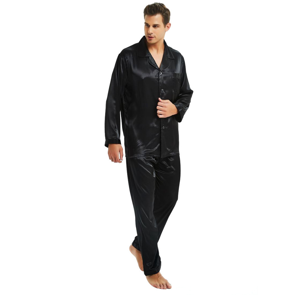 Mens Silk Satin Pajamas Set Pajama Pyjamas Set PJS Set Sleepwear Loungewear S,M,L,XL,2XL,3XL,4XL__Perfect Gifts 201109