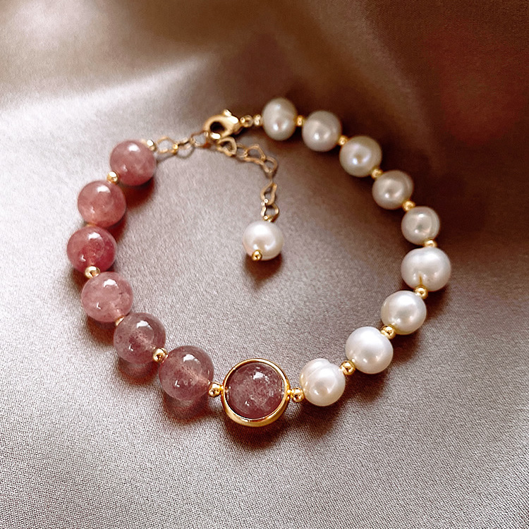 Strawberry Quartz Bracelet Female Special-Interest Design Simple Hand Jewelry Simple Graceful Attracting Male Baroque Pearl Bracelets
Strawberry Quartz Bracelet Female Special-Interest Design Simple Hand Jewelry Simple Graceful Attracting Male Baroque Pearl Bracelets