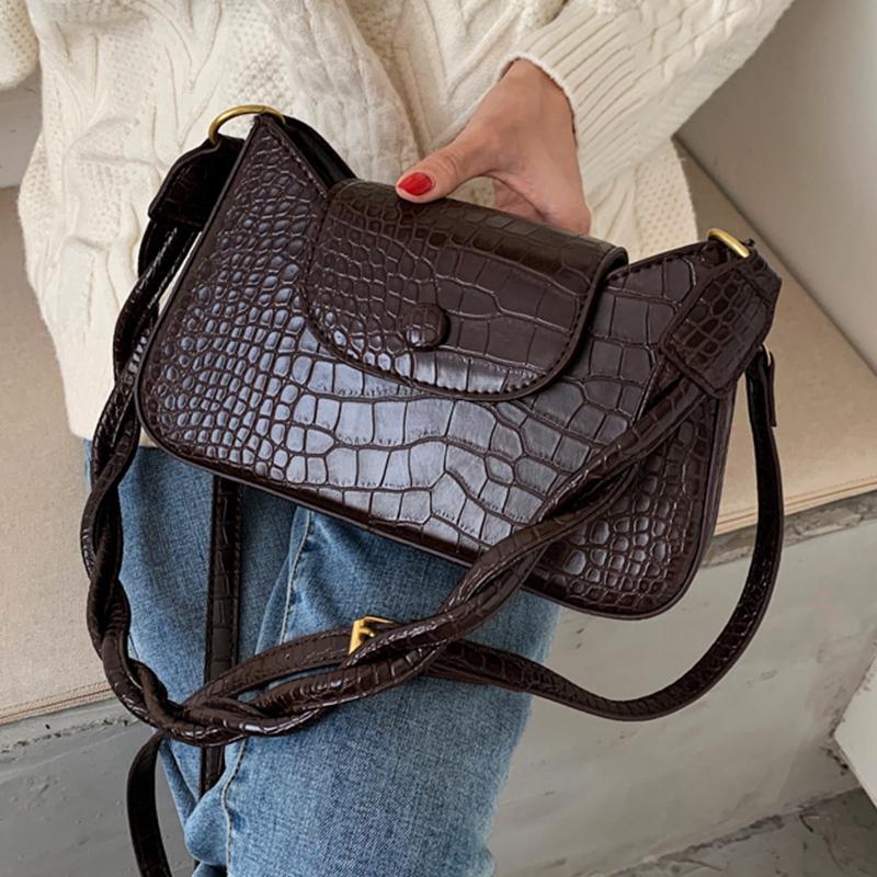 Crocodile Pattern Flap Bag PU Leather Crossbody Bag For Women 2021 Fashion Woven Handle Female Shoulder High Quality Handbag, Black
Crocodile Pattern Flap Bag PU Leather Crossbody Bag For Women 2021 Fashion Woven Handle Female Shoulder High Quality Handbag, Black