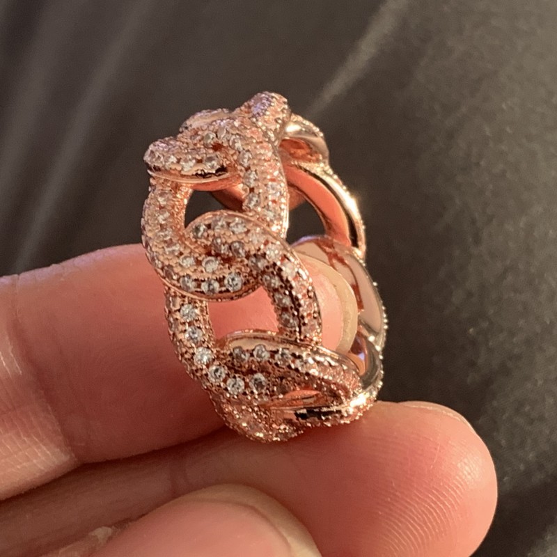 Sterg Sier Rose Gold CZ Dia Party Ring | White Sapphire Wedding Band