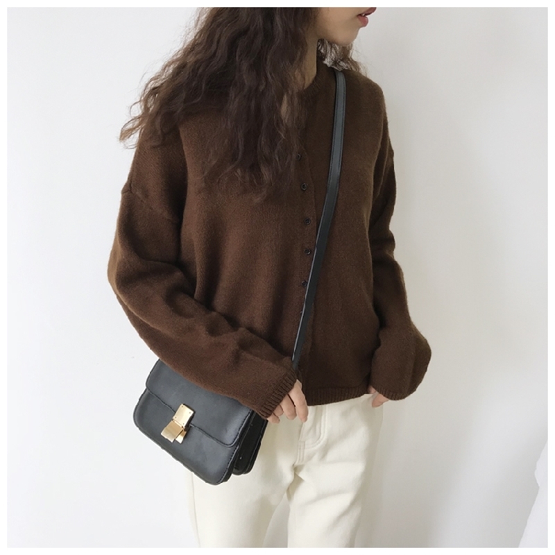 Women's Sweaters Fresh Green Korean Style Long Sleeve Cardigan Coat Autumn Solid Loose Women Clothes 10325 201031