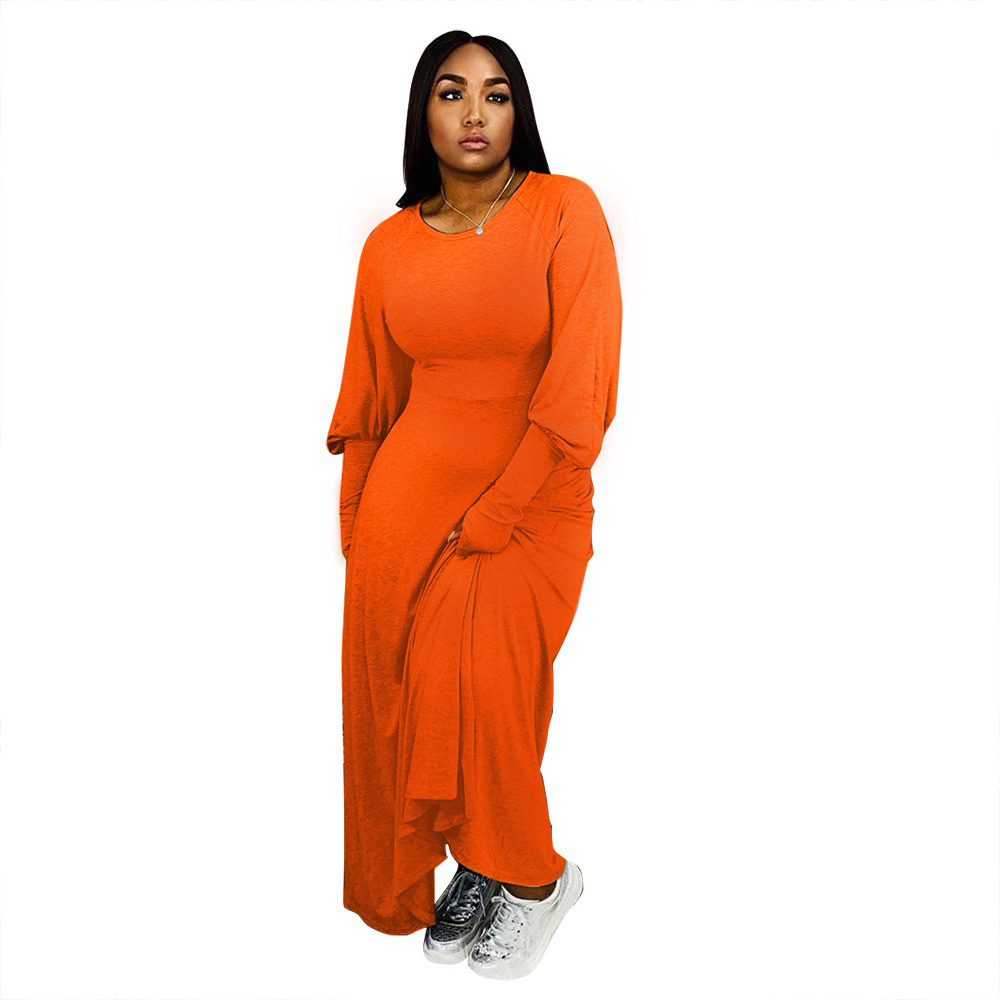 Women Long Sleeve Casual Dresses Autumn Winter Loose Plain Maxi Dress Elegant Cute Long Dress Floor Length