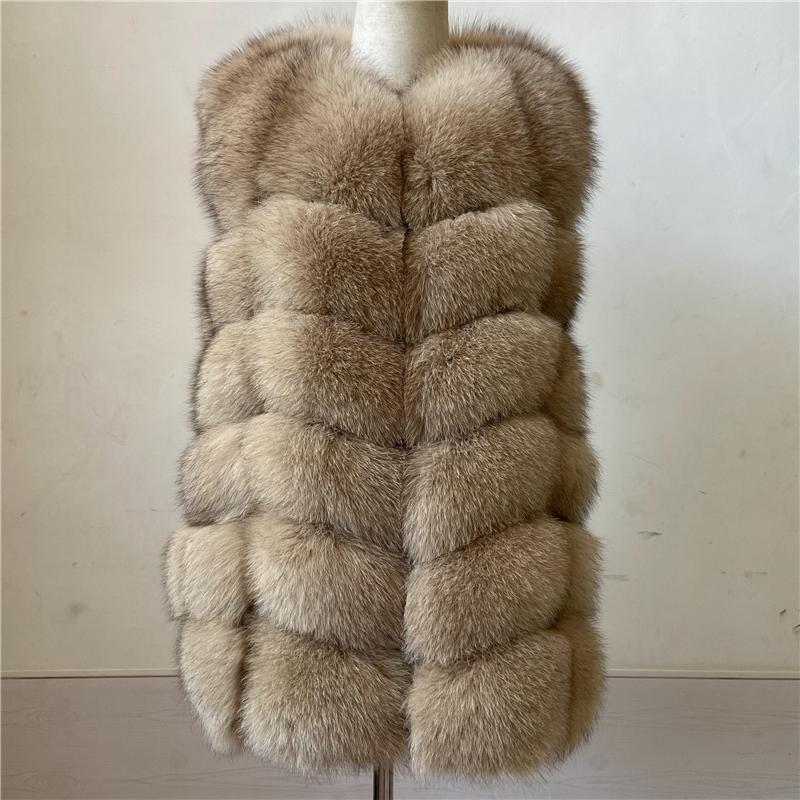 BEIZIRU real Fur Vest height 68cm Waistcoat woman natural winter warm Real Natural Fur Vest sleeveless silver vest 201016