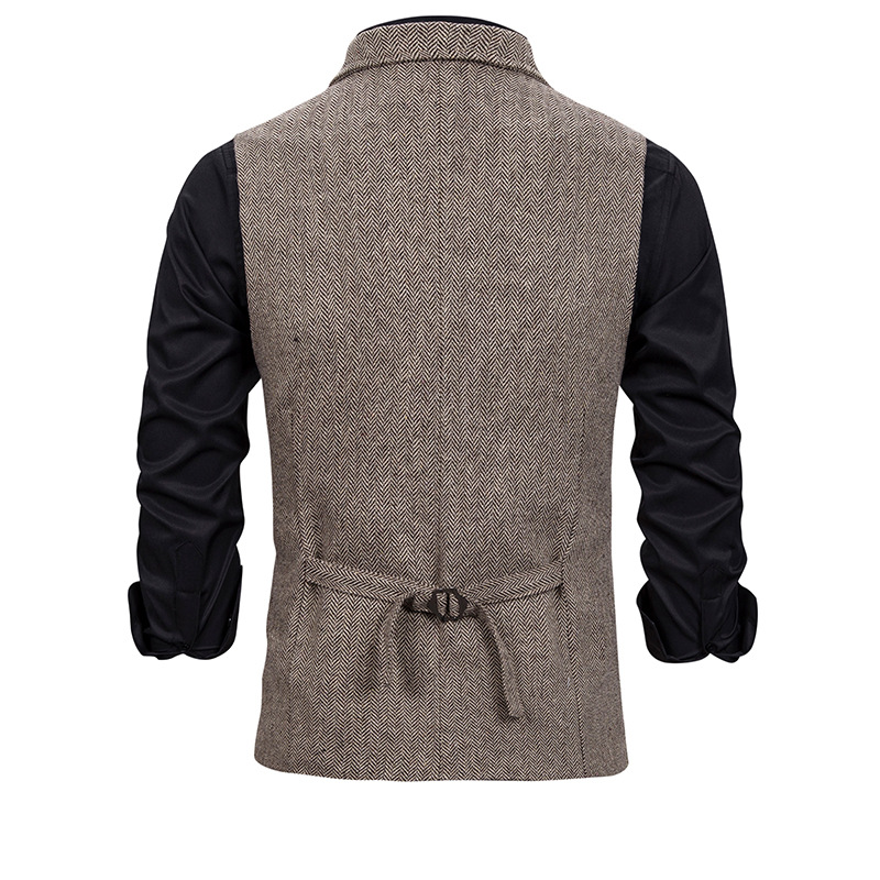 Chic Green Groom Vests Wool Herringbone Tweed Groomsmen Vest Slim Fit Mens Dress Suit Vest Prom Dinner Party Wedding Attire Waistcoat Custom Made Chea