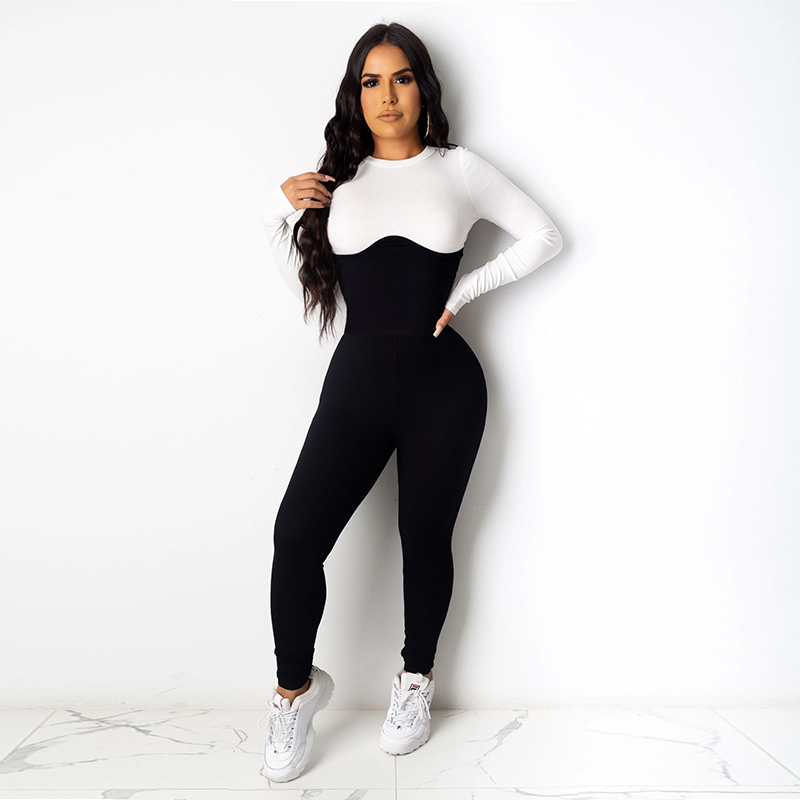 HAOYUAN Sexy Knitted Bodycon Jumpsuit Long Sleeve Fall Clothing for Women Streetwear One Piece Club Outfits Fashion Body Rompers 201007