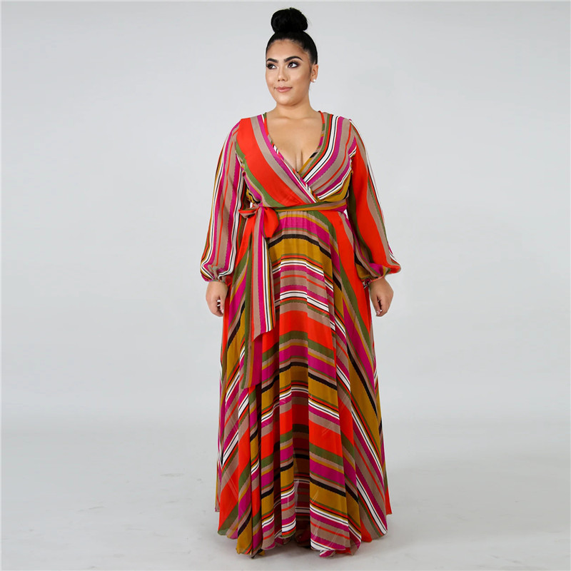 Plus size 3XL 4XL 5XL Summer Women bigger size one-piece dress long sleeve maxi dress sexy loose print dresses Bohemian long skirts 4352