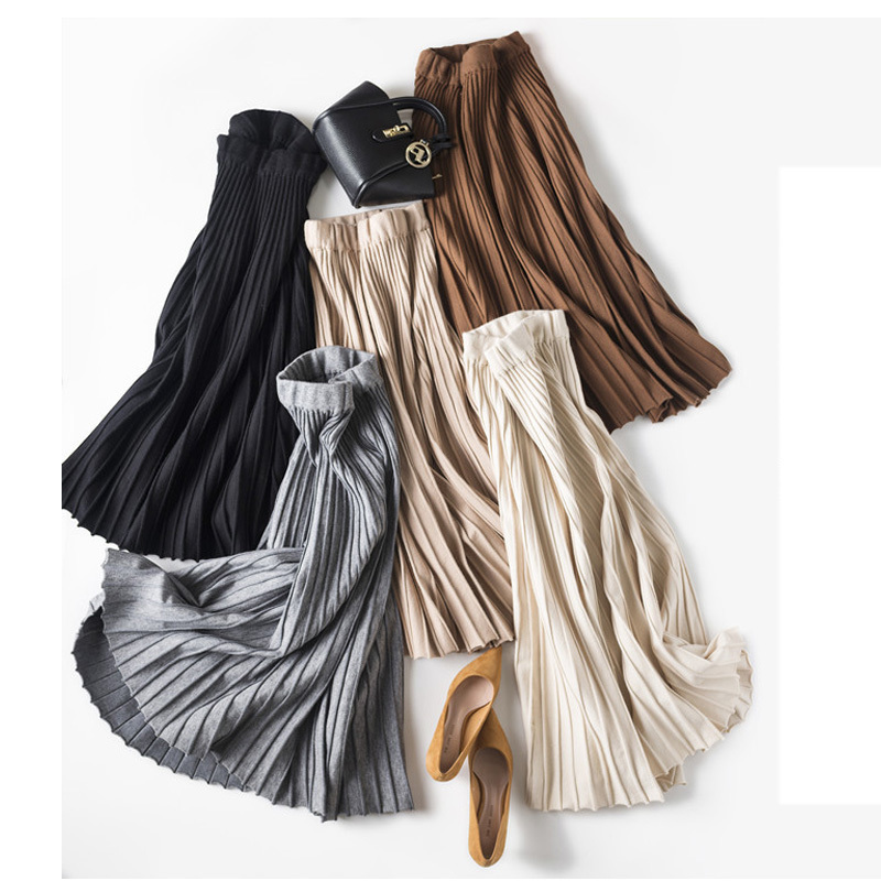 SETWIGG Women's Autumn Draped Rib Pleated Long Knitted Skirt Elegant Winter Wool Blend A-line Long Knit Skirt Elastic Waist 201110, Black
SETWIGG Women's Autumn Draped Rib Pleated Long Knitted Skirt Elegant Winter Wool Blend A-line Long Knit Skirt Elastic Waist 201110, Black