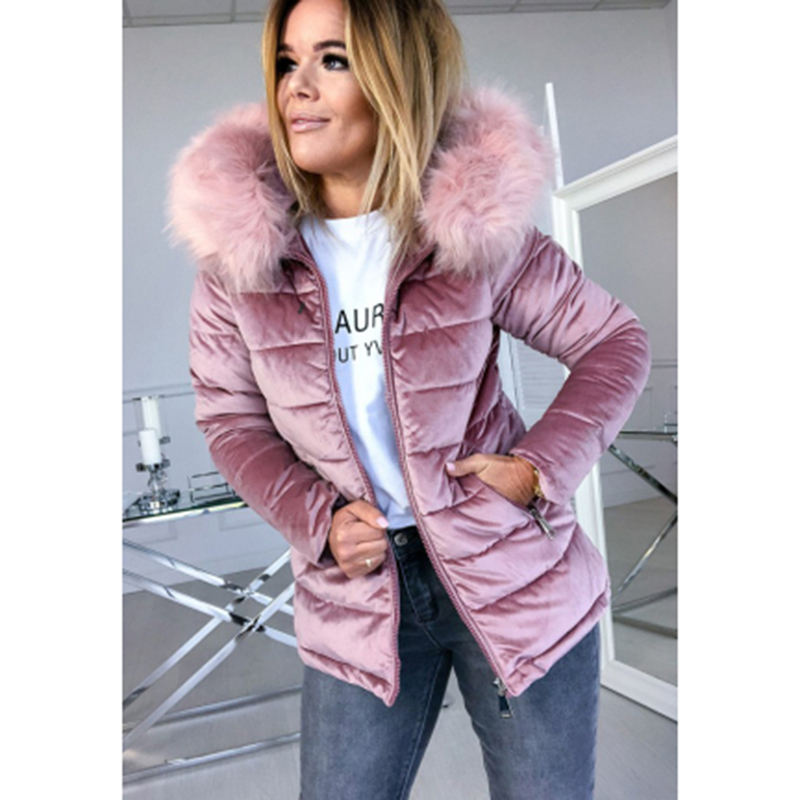 Umeko Parka Women's Winter Velvet Coats Long Cotton Casual Fur Hooded Jackets Thick Warm Winter Parkas Female Overcoat Coat 201112