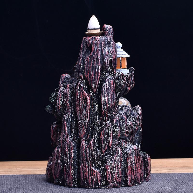 LED Waterfall Backflow Incense Burner Glowing Ball Home Incense Holder WY60332