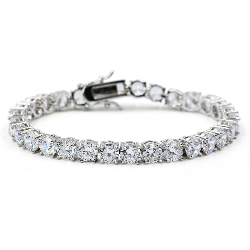 3/4/5/6mm 7/8inch Men Iced Out Cut Tennis CZ Bracelet Triple Lock Hiphop 1Row Bracelets