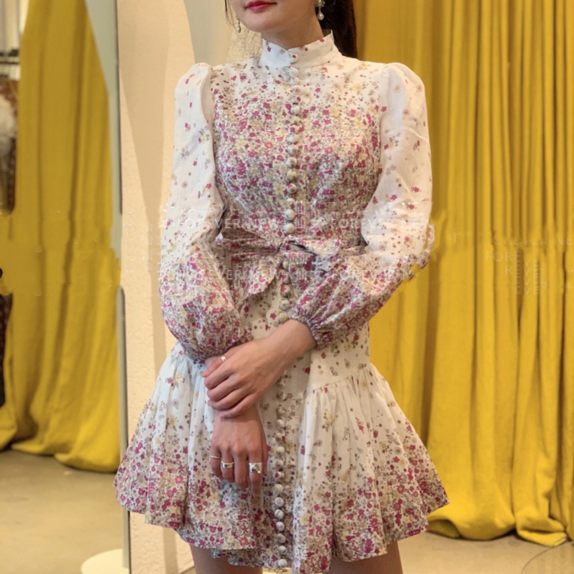 Fashion-2020 ZIM latest stand collar printed lantern sleeves linen waist lace dress, Black;pink
Fashion-2020 ZIM latest stand collar printed lantern sleeves linen waist lace dress, Black;pink