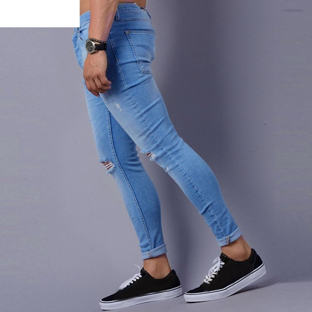 JAYCOSIN Men Pants Mens Skinny Stretch Denim Pants Distressed Ripped Freyed Slim Fit Jeans Trousers Fit Style DropshipingJuly19 201111