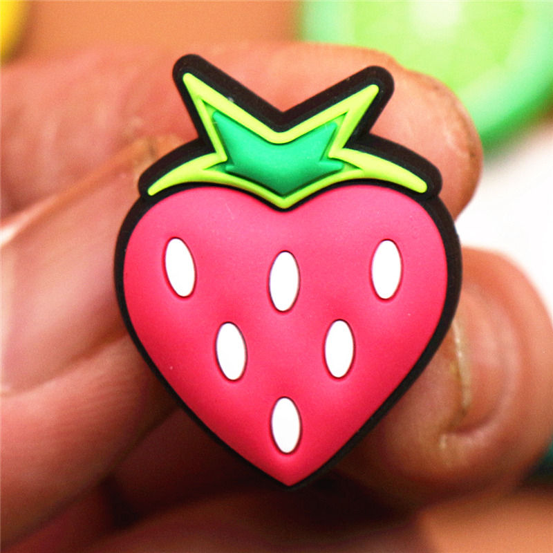 Original PVC Fruits Shoe Buckle Accessories Cute Pineapple Peach Banana Shoe Decoration Charms Bracelets Kids Gift