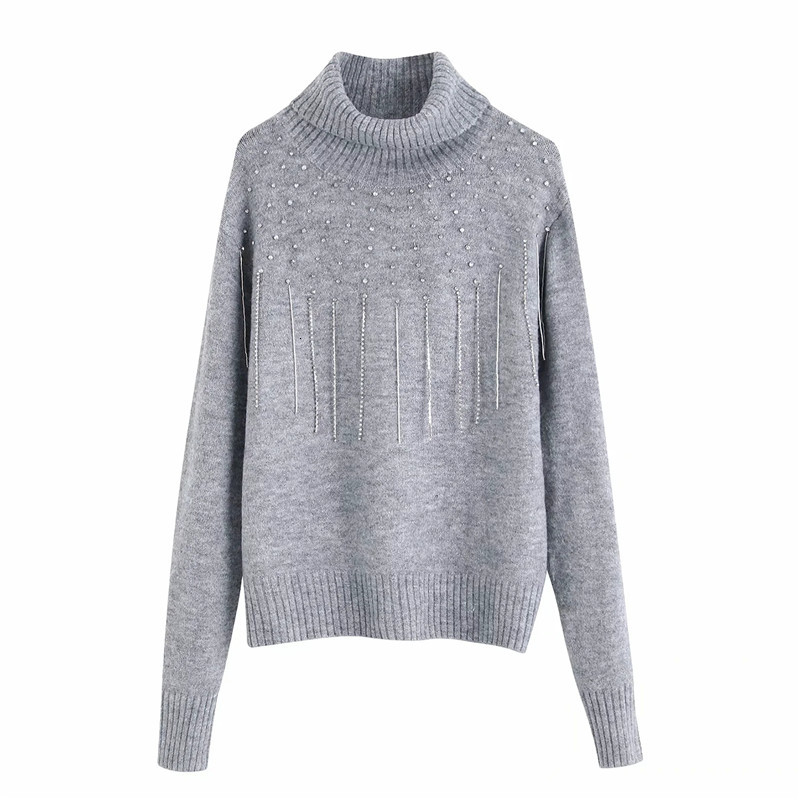 2021 New Autumn Winter Gray Handmade Tassel Rhinestone Turtleneck Knitted Sweater Women Long Sleeve Luxury Pullover Sweaters Vdkl
2021 New Autumn Winter Gray Handmade Tassel Rhinestone Turtleneck Knitted Sweater Women Long Sleeve Luxury Pullover Sweaters Vdkl