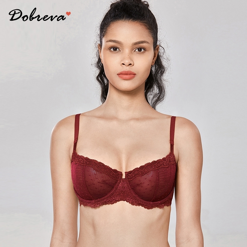 DOBREVA Mesh Sexy Lace Bralette Bras For Women Unlined Push Up Transparent Bra Plus Size 201202, Dark red03
DOBREVA Mesh Sexy Lace Bralette Bras For Women Unlined Push Up Transparent Bra Plus Size 201202, Dark red03