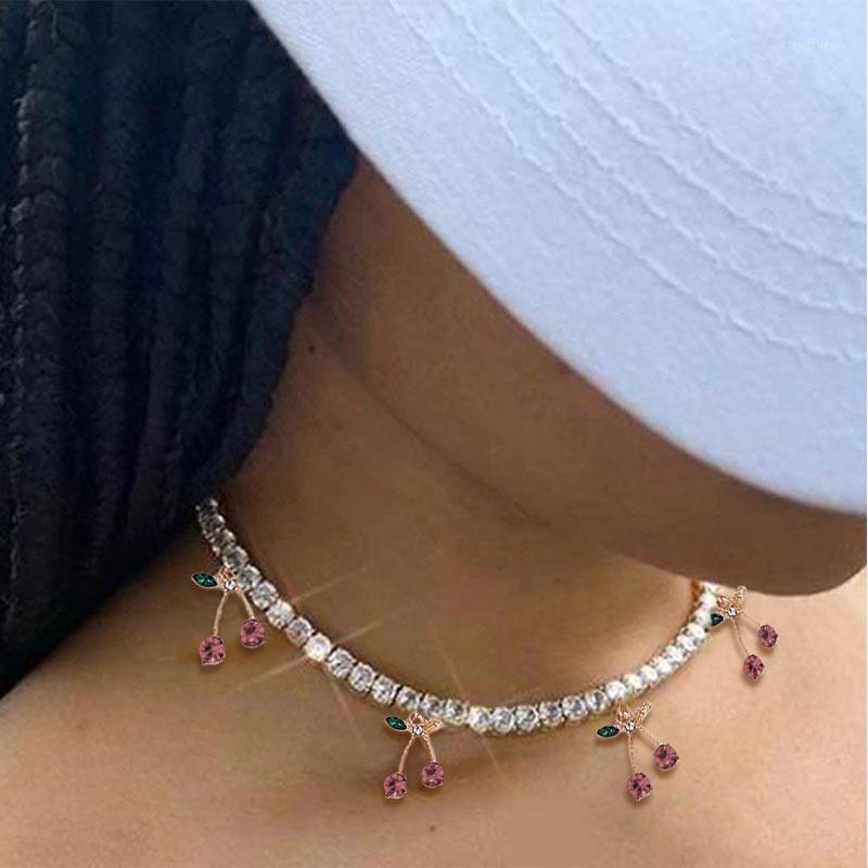 Chains SUMU Charm Rhinestone Cherry Pendant Necklace For Women Statement Tennis Chain Choker Crystal Collar Girls Hip Hop Jewelry, Silver
Chains SUMU Charm Rhinestone Cherry Pendant Necklace For Women Statement Tennis Chain Choker Crystal Collar Girls Hip Hop Jewelry, Silver