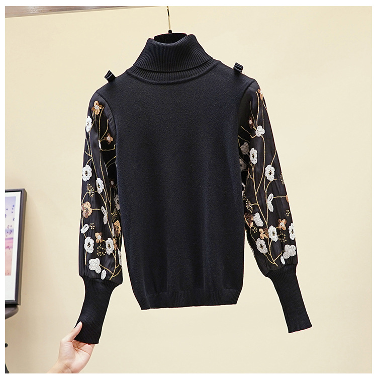 2021 New High Quality Turtleneck Women Luxury Embroidery Sequin Pullover Tops Chic Bowtie Knitted Sweater Pull Femme Black Yipc
2021 New High Quality Turtleneck Women Luxury Embroidery Sequin Pullover Tops Chic Bowtie Knitted Sweater Pull Femme Black Yipc