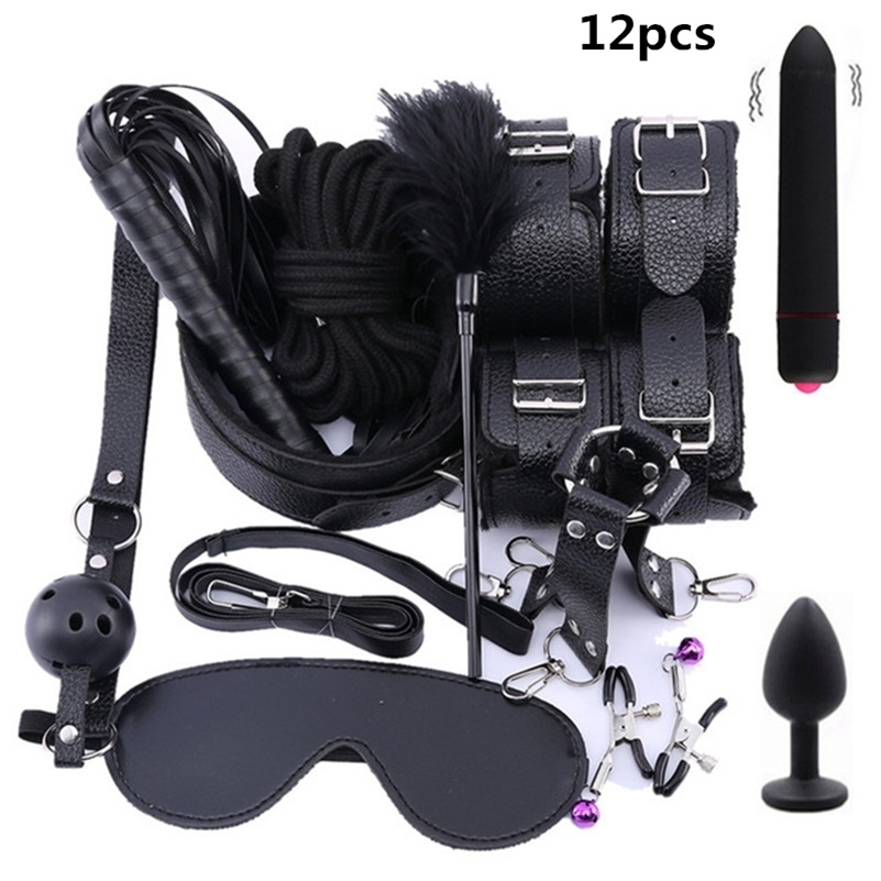 Porn Nipple Clamps Whip gag Bdsm Bondage Set Toys Women Adult Games Sexy Lingerie Handcuffs for Sex Y200616