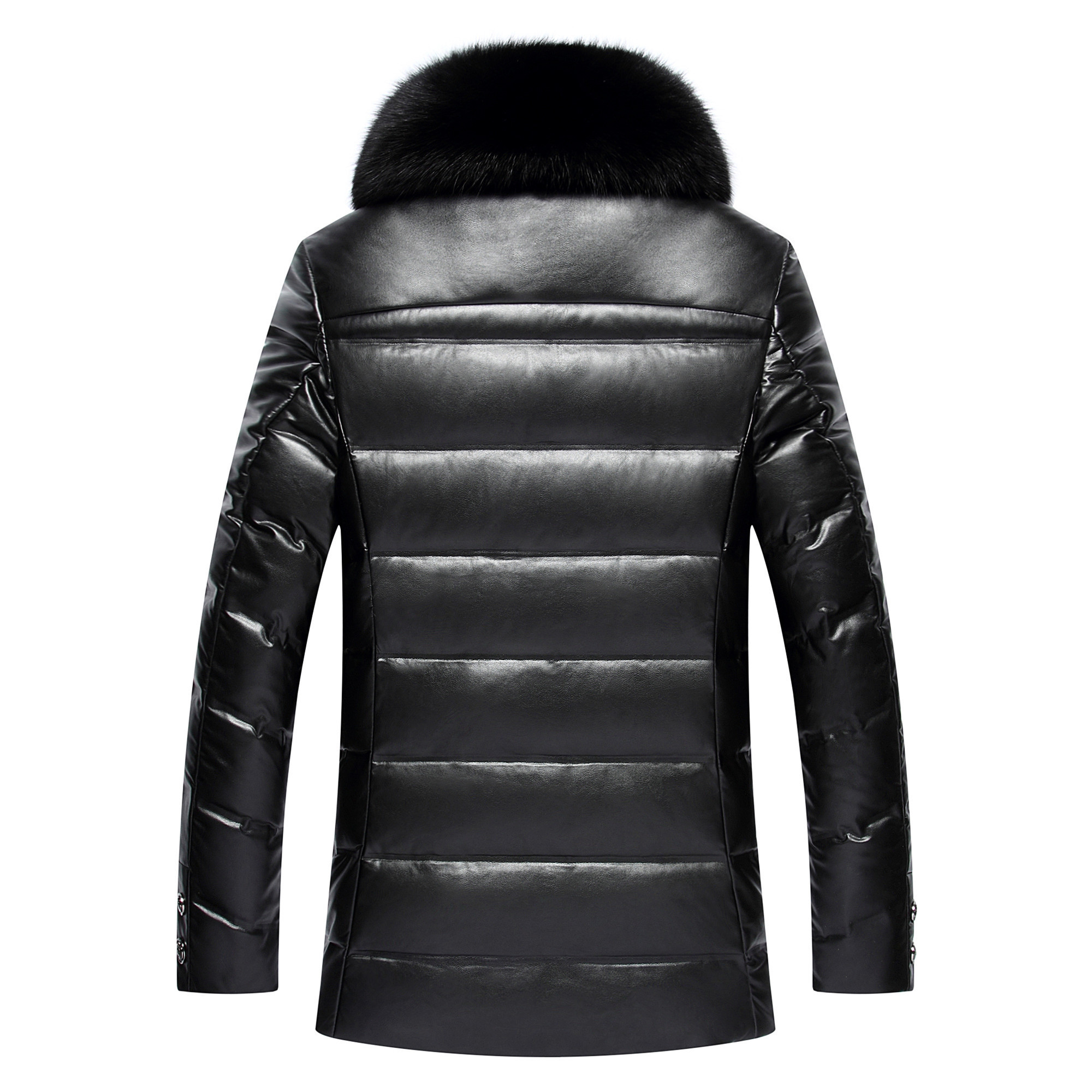 Winter Jacket Mens Leather Jacket fo Fur Collar Business Solid duck down Mens Faux Fur Coats Plus Size M-4XL 201128