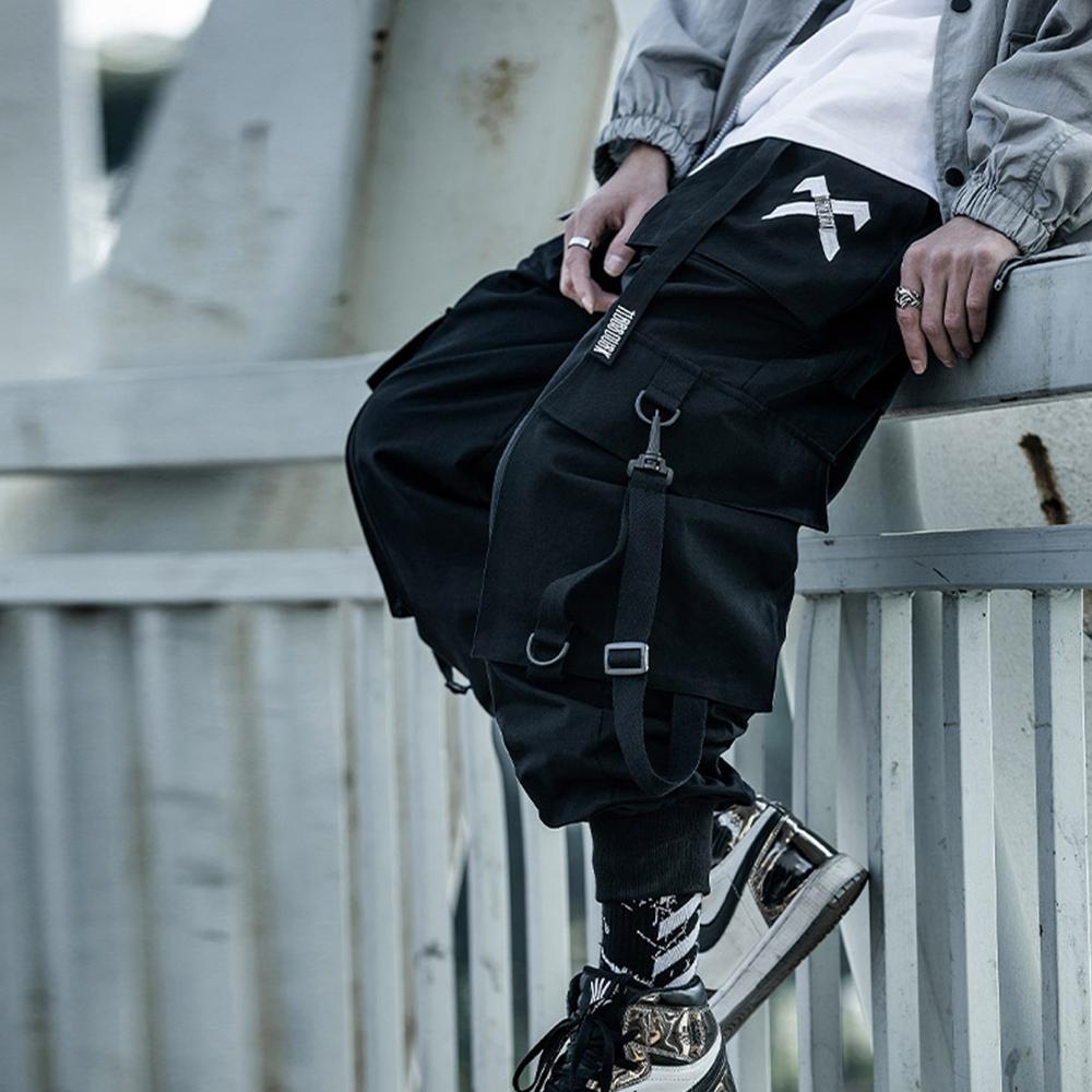 11 BYBB'S DARK Ribbons Casual Hip Hop Cargo Pants Mens Summer Elastic Waist Japanese Streetwear Harajuku Joggers Trousers 201109