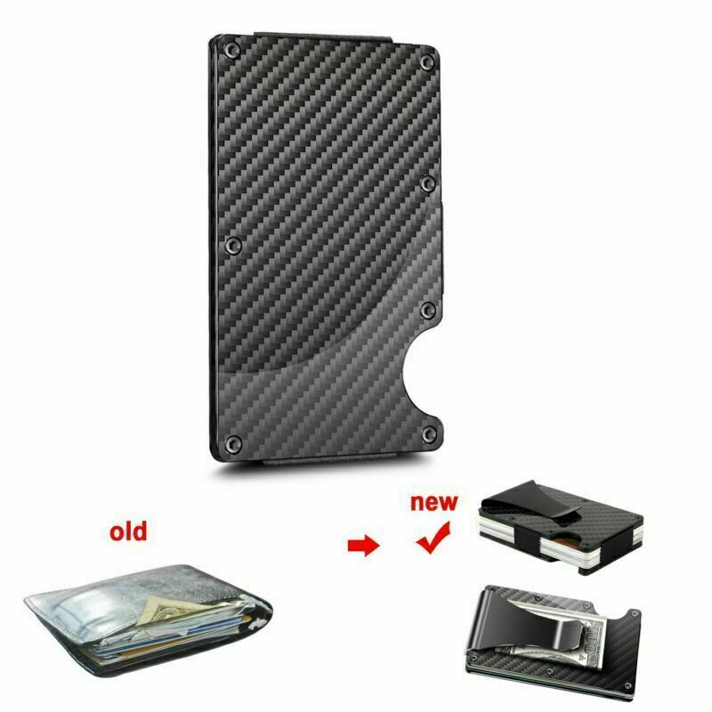 Mens RFID Blocking Carbon Fiber Ridge Wallets Money Clip Front Pocket Bank Credit Card Holders Minimalist Antimagnetic Purse Cards - view 8