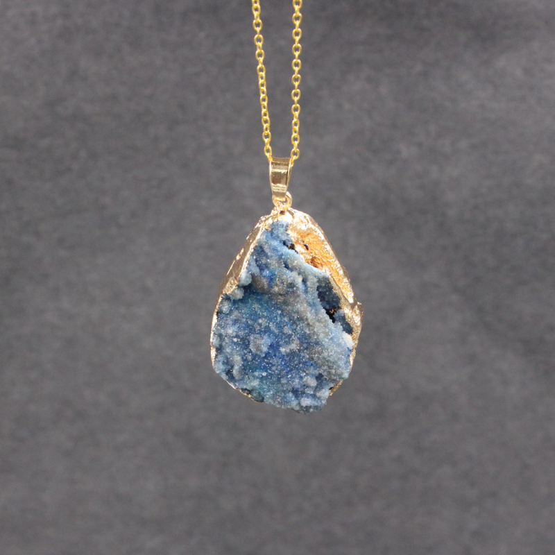 Colorful Irregularity Raw Natural Stone Pendant Necklace Jewelry for Lover Gift