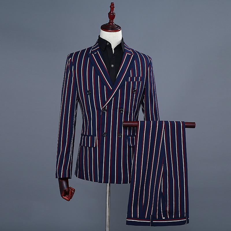 Mens Two Piece Suit Set Colorful Striped Dress Suit Wedding Suits for Men Tailcoat Tuxedo Evening Party Costumes Singer Men, As picture show
Mens Two Piece Suit Set Colorful Striped Dress Suit Wedding Suits for Men Tailcoat Tuxedo Evening Party Costumes Singer Men, As picture show