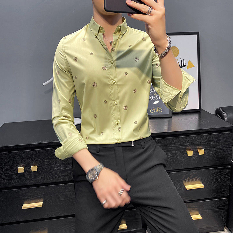 New 2021 Male Season Thin Floral Pattern Sleeve Long Shirt Lapel Custom Youth 9R19, Tender green
New 2021 Male Season Thin Floral Pattern Sleeve Long Shirt Lapel Custom Youth 9R19, Tender green