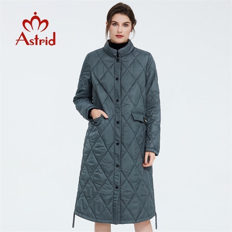 Astrid Spring Women Parka Coat Warm Jacket Women Thin Cotton Quilted Coat Standing Collar New Collection big size ZM-7214 201019