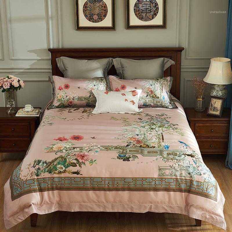 4 Piece Bedding Sheets Set 100S High-end Egyptian Cotton Sateen Bed Linen Double Duvet Cover Pink Chinese Landscape Quilt Covers1, As pic
4 Piece Bedding Sheets Set 100S High-end Egyptian Cotton Sateen Bed Linen Double Duvet Cover Pink Chinese Landscape Quilt Covers1, As pic