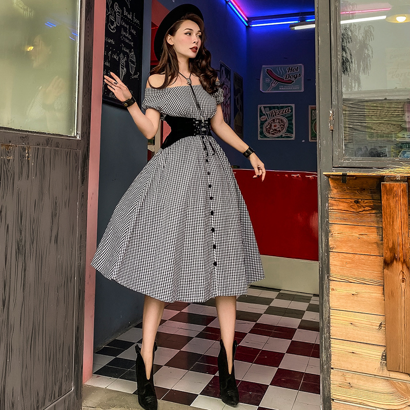 2021 New Le Palais Vintage Origonal Black Plaid Off the Shoulder Bubble Long + Corset 2 Pieces Mid-calf Assembly Dress Party 1C5G, Clear
2021 New Le Palais Vintage Origonal Black Plaid Off the Shoulder Bubble Long + Corset 2 Pieces Mid-calf Assembly Dress Party 1C5G, Clear