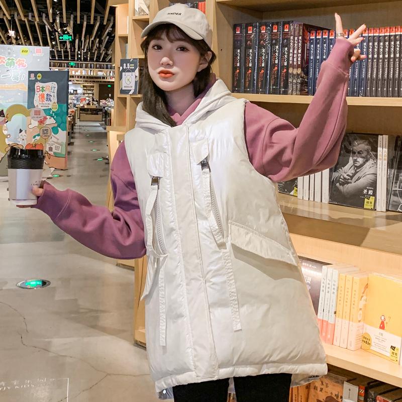 2020 Korean Style Women's Winter Long Vest Hooded Shiny Solid Sleeveless Jacket Fashion Stand Collar Cotton Padded Thick Outwear, Black
2020 Korean Style Women's Winter Long Vest Hooded Shiny Solid Sleeveless Jacket Fashion Stand Collar Cotton Padded Thick Outwear, Black