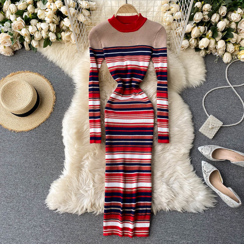 2021 New striped women knitted autumn the neck long elastic thin pencil fashionable hot dress in nightgown XM9O, Red
2021 New striped women knitted autumn the neck long elastic thin pencil fashionable hot dress in nightgown XM9O, Red