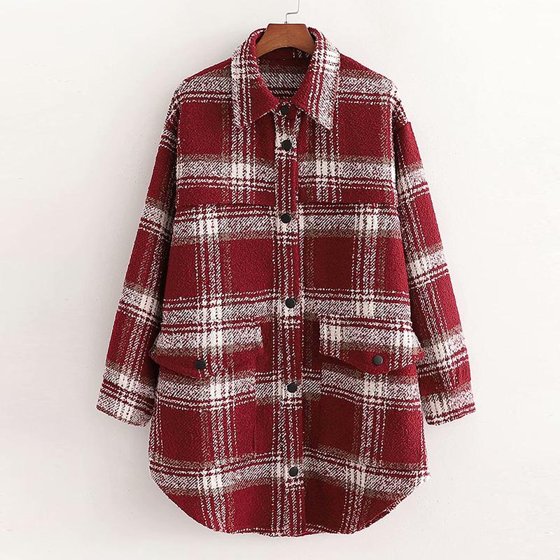 Women Winter Wool Overcoat Plaid Printed Single-breasted Bandage Woolen Coat Cardigan Loose With Pocket Turn Down Collar Outwear
Women Winter Wool Overcoat Plaid Printed Single-breasted Bandage Woolen Coat Cardigan Loose With Pocket Turn Down Collar Outwear
