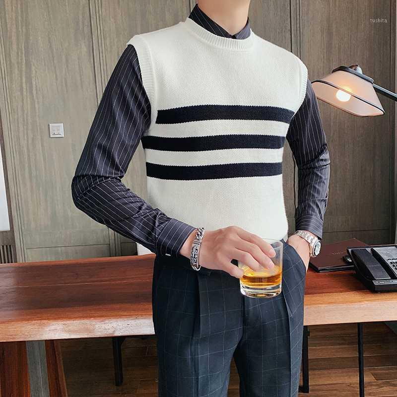 Men Fashion Clothing Black White Striped Contrast Men British Slim Korean Style Striped Knitted Vest Mens Pullover Sweaters1
Men Fashion Clothing Black White Striped Contrast Men British Slim Korean Style Striped Knitted Vest Mens Pullover Sweaters1