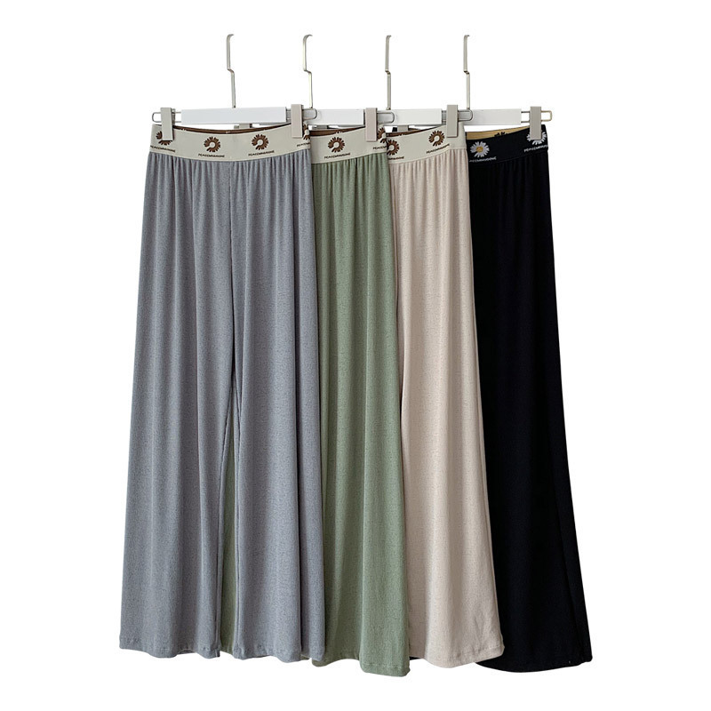 CINESSD Summer New Women's Pants Trousers Small Daisies Wide Leg Ice Silk Loose Pant High Waisted Wide Leg Pants Thin Casual T02 T200422