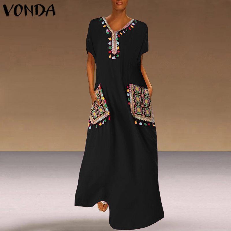 VONDA Vintage Long Maxi Dress 2020 Autumn Sundress Long Sleeve Printed Dresses Femme Loose Sundress Casual Bohemian Vestidos 5XL, Black
VONDA Vintage Long Maxi Dress 2020 Autumn Sundress Long Sleeve Printed Dresses Femme Loose Sundress Casual Bohemian Vestidos 5XL, Black