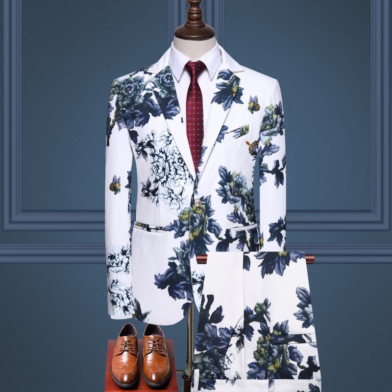 (Jacket + trousers) New style wedding Flower color suit men,blazer men, high quality business suits,men's Dress suits 201105