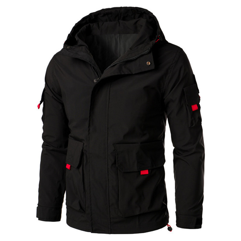 Jacket Men Zipper Winter Spring Autumn Casual Solid Hooded Jackets Men's Outwear Slim Fit Cargo Bomber Coats Male Windbreaker 201127