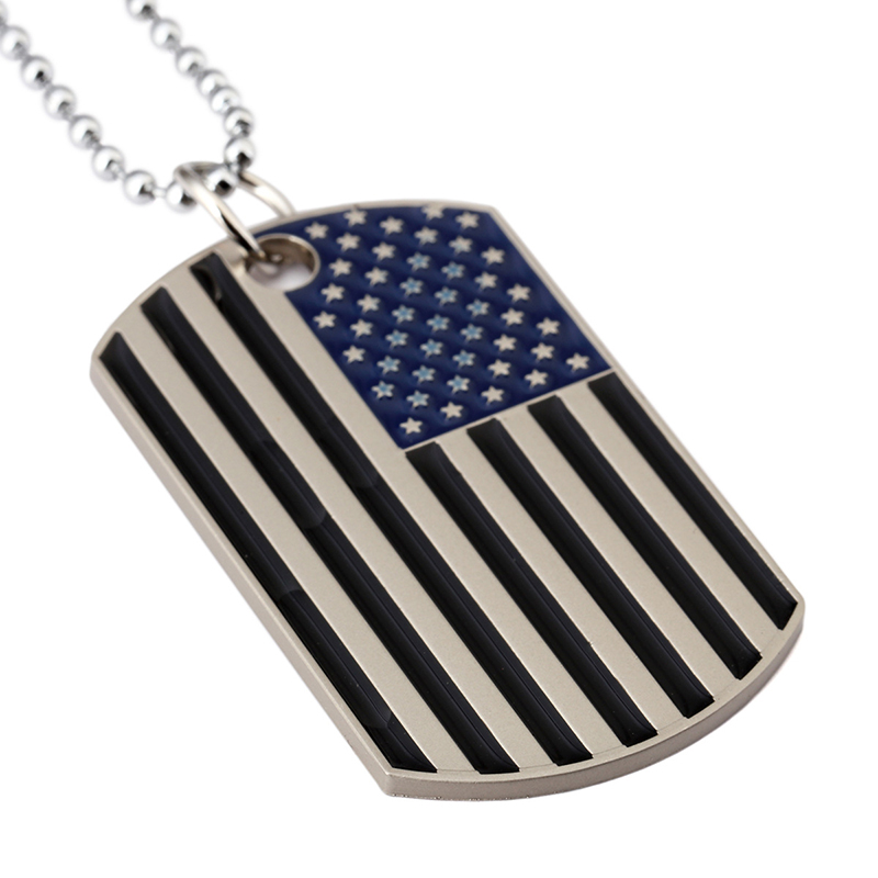 Fashion Stainless Steel Military Tag Trendy USA Symbol American Flag Pendants Necklaces Party Decoration Necklace Creative Gift