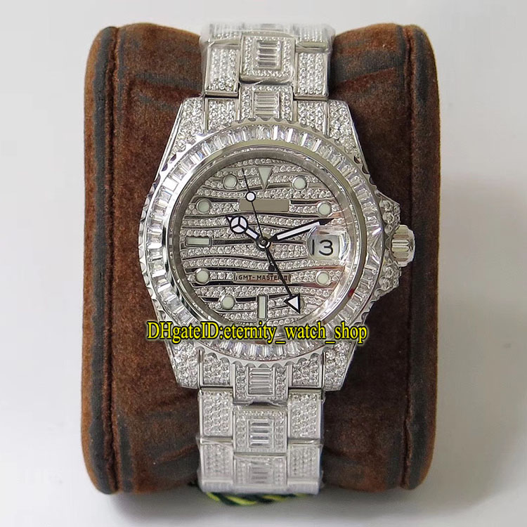 TWF Upgrade version 116769 116759 Diamonds Dial GMT ETA A2824 Automatic Mens Watch 904L Steel Diamond Iced Out Full Case Iced Watches 126710, Box
TWF Upgrade version 116769 116759 Diamonds Dial GMT ETA A2824 Automatic Mens Watch 904L Steel Diamond Iced Out Full Case Iced Watches 126710, Box